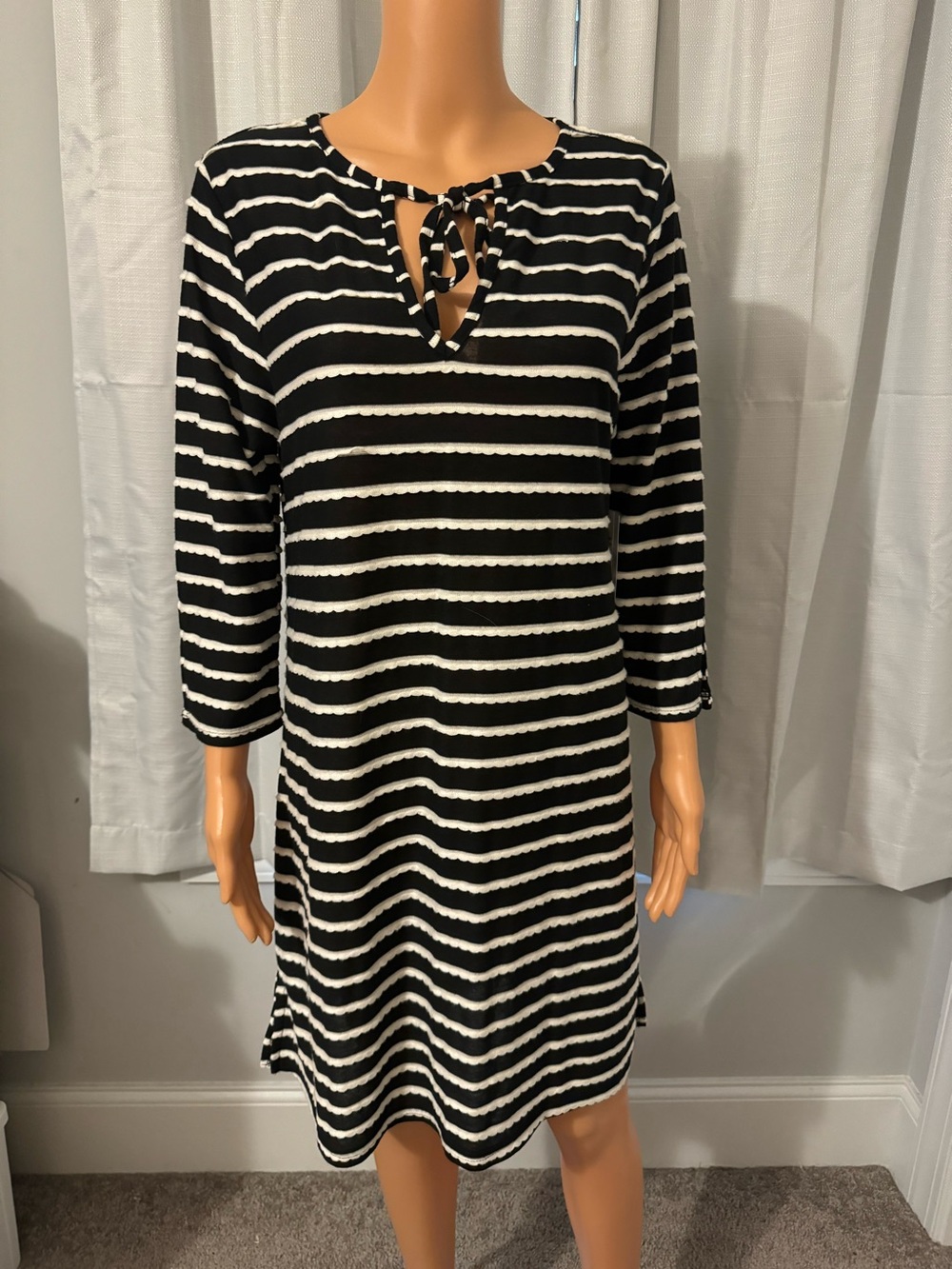 Great The Balance Collection size L black white stripe cover up dress new
